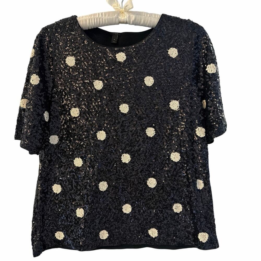 J crew 100% cotton pok-a-dot sequence blouse size M new NWOT